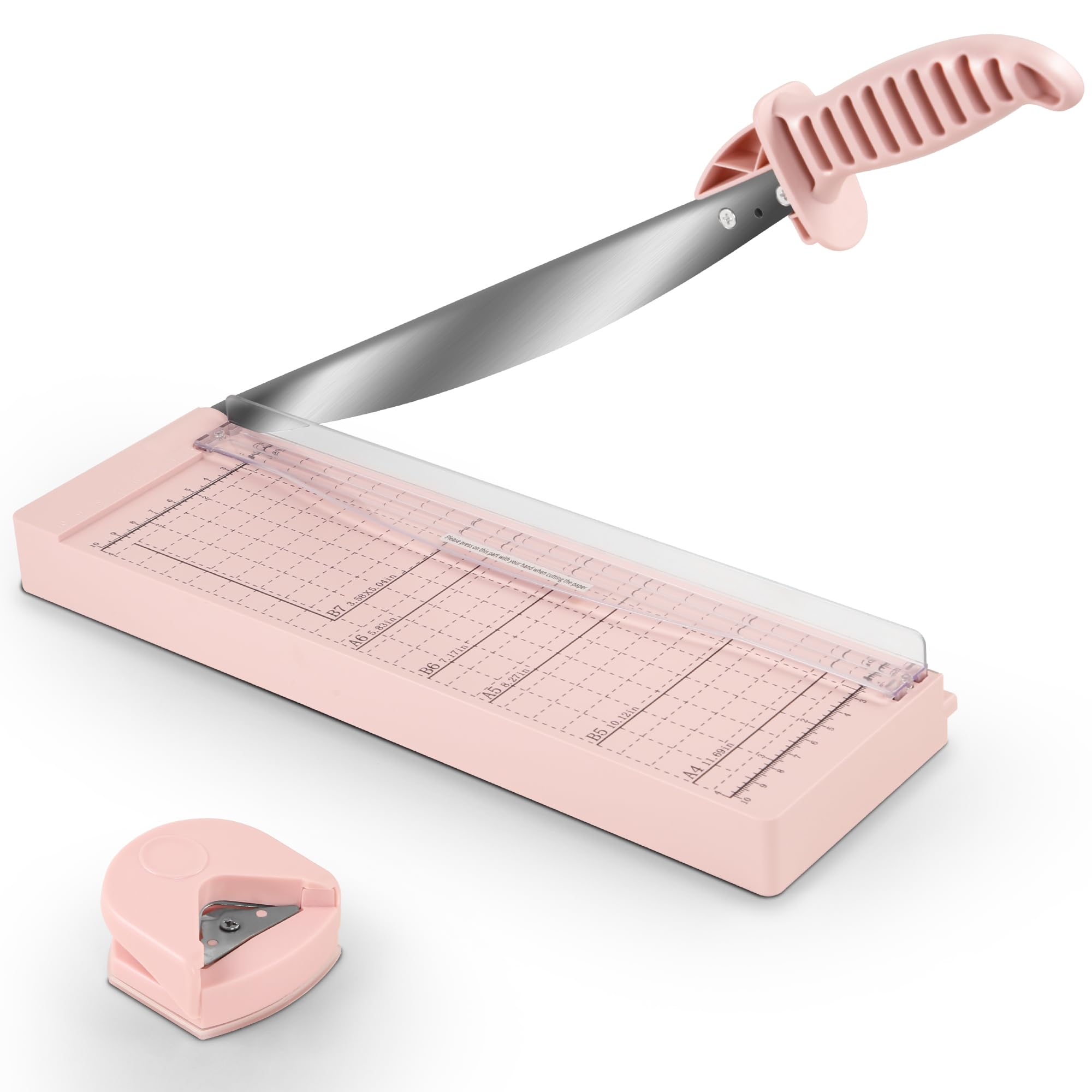 MAKEASY Paper Cutter 12 Inch, Guillotine Paper Cutter with 12 Sheet Capacity, Heavy Duty Paper Cutter for Cardstock, Paper Trimmer for Crafting, Classroom and Office, Pink