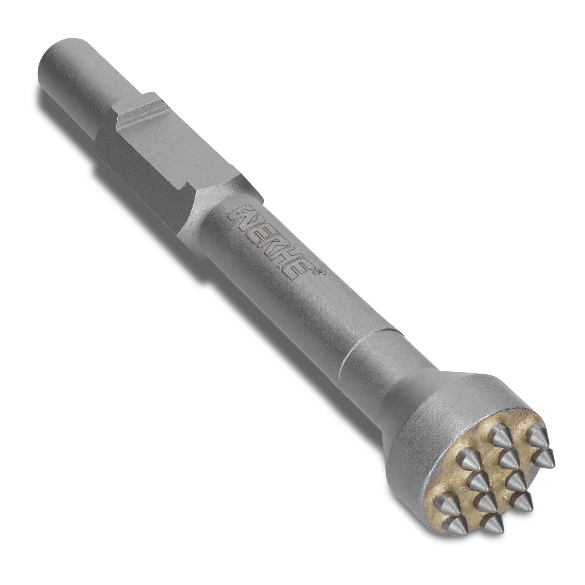 WERHE® Bocciardatore HEX30 – 12 denti, 270 mm – Robusto utensile a scalpello per la lavorazione del calcestruzzo – quadrato