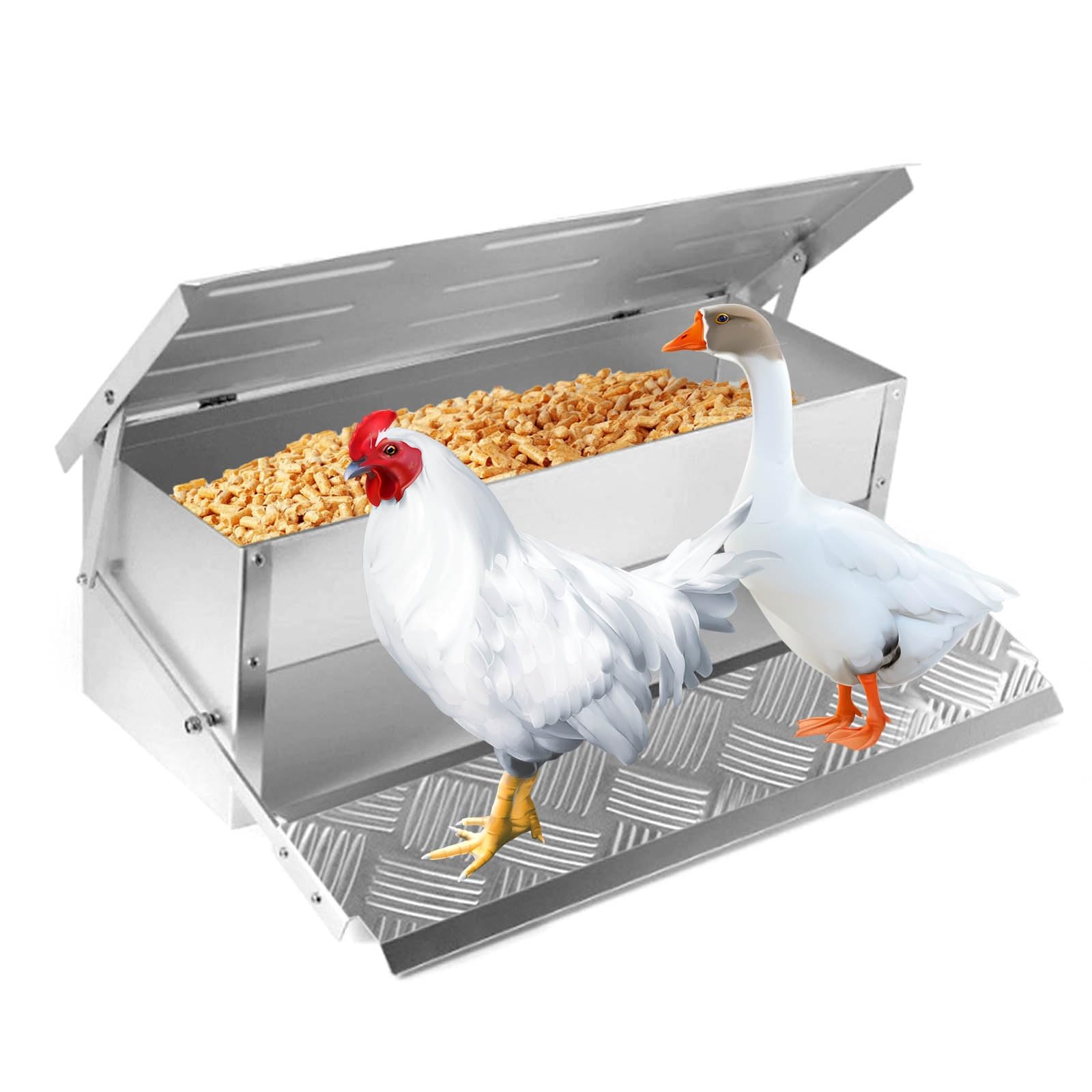 Comedero AutomáTico para Gallinas Comedero con Pedal AutomáTico Interruptor de Gravedad Comedero Gallinas Antipajaros FáCil de Limpiar Comederos AutomáTicos de Pollos con Tapa