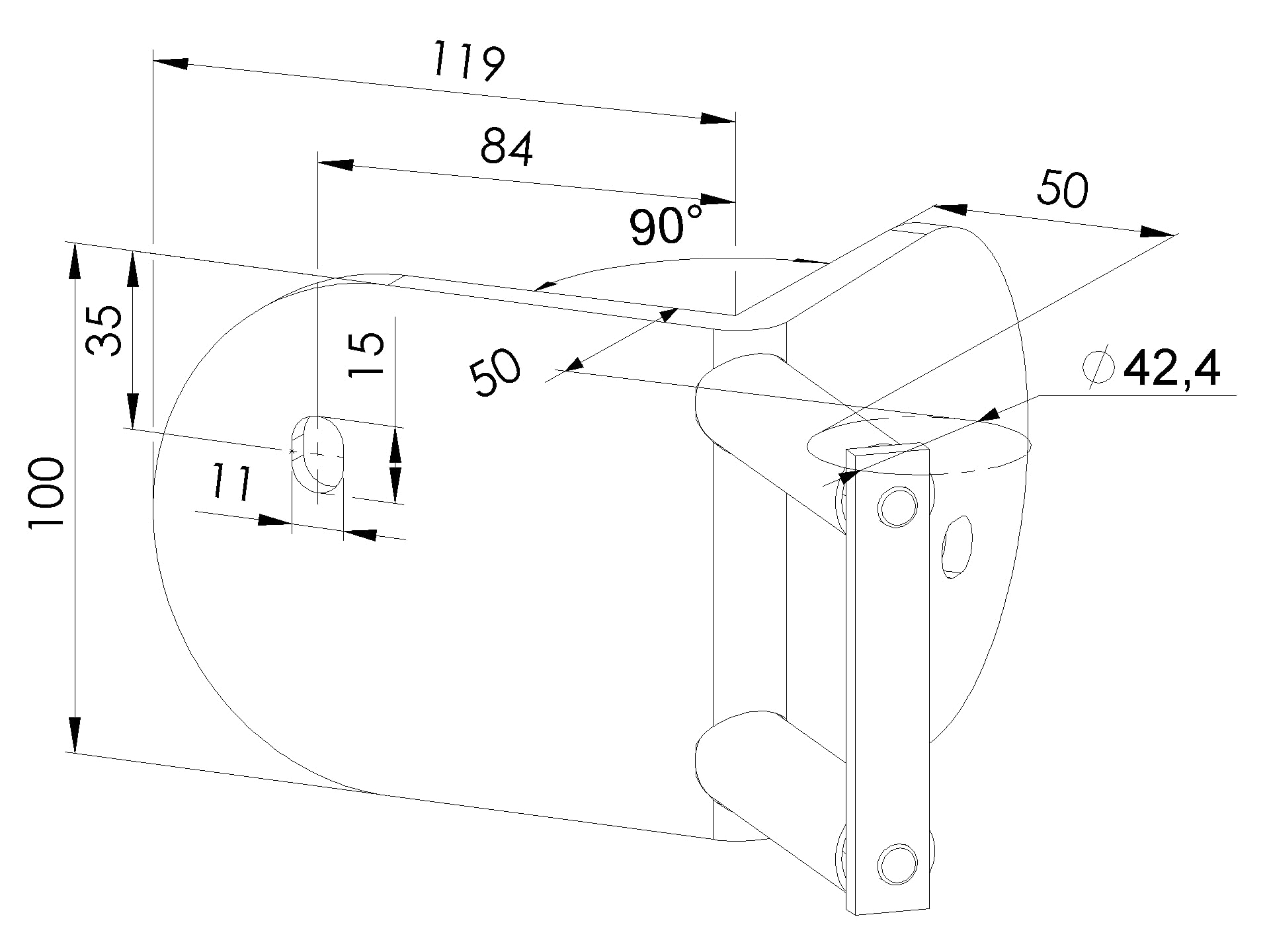 Sellon24® Kotwa ścienna ze stali nierdzewnej V4A okrągła słupek poręczy 42,4 mm, narożnik 90 stopni, łącznik, słupek, okrągły słupek narożny, uchwyt rurowy, stabilny boczny słupek łożyskowy, montaż na