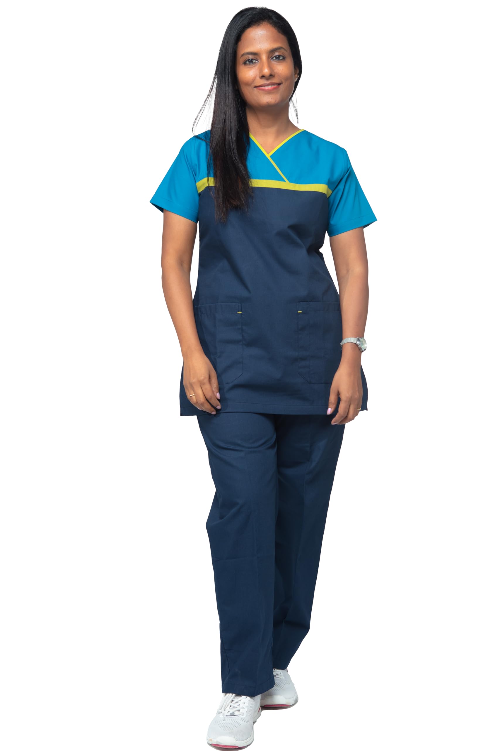 UNIFORM CRAFT Women’s Designer Scrub Suits DSDX03 || Ideal for doctors, dentists, vets, nurses & healthcare professionals (Olive Blue, 2XL)