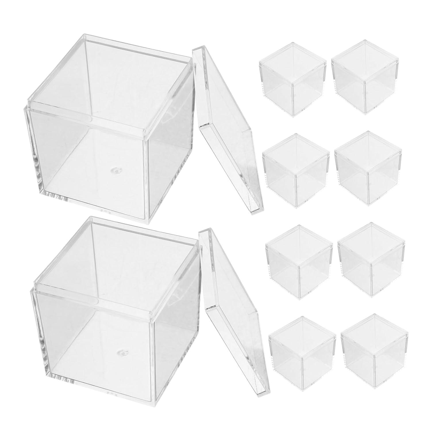 10pcs Cube Box Specimen Storage Case Food-Grade Mineral Display Container for Plants Crystals and Animal Specimens Design Lid