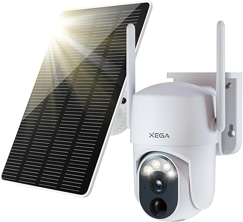 Xega Cámara de seguridad solar al aire libre inalámbrica 2K Super HD PTZ Cámara CCTV Cámara de vigilancia Wi-Fi Seguridad para el hogar Visión