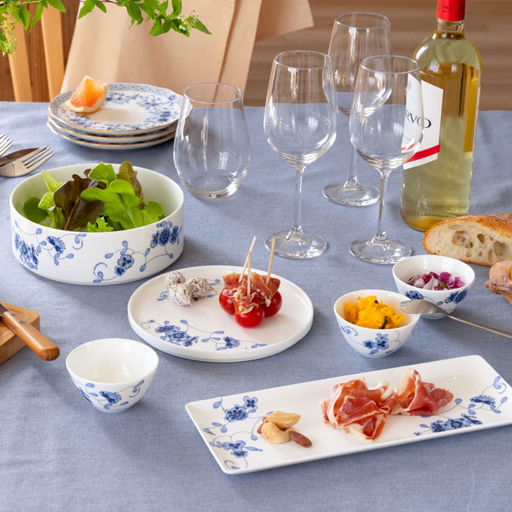 Narumi 52439-23354 Ply, Milan, 7.1 inches (18 cm), Blue, Plum Flowers, Chunky, Wedding Gift, Plate & Bowl, Gift Box