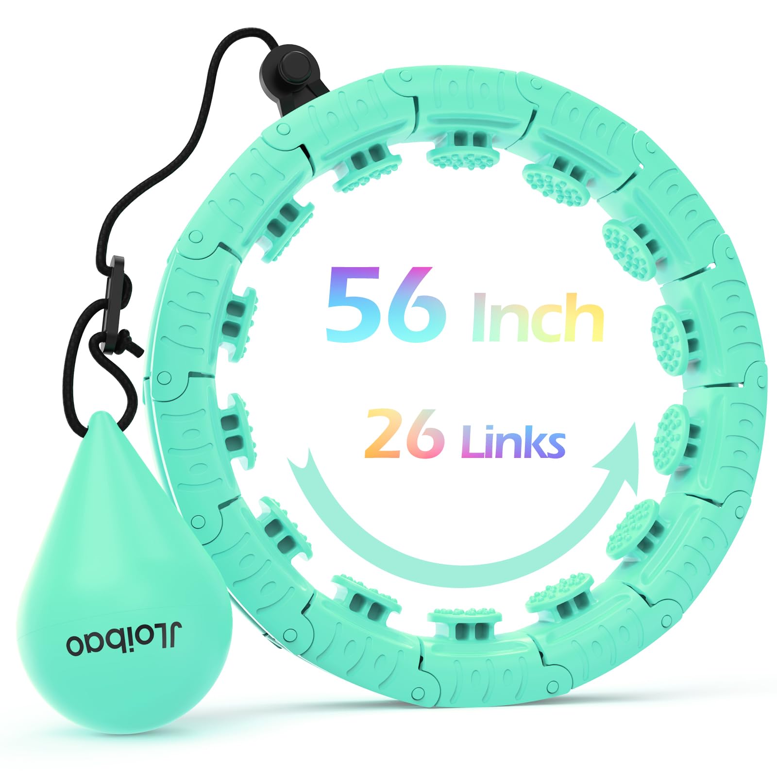 JLoibao Weighted Hula Circle with 26 Links(56 Inch) for Adults Weight Loss, Infinity Hoop Plus Size, for Women Smart Exercise Equipment