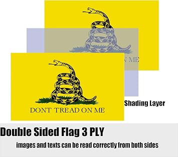 Don't Tread on Me Flag 3x5 Outdoor, Double Sided Heavy Duty Polyester Gadsden Flags Long Lasting Vivid Color Tea Party Rattle Snake Flag 4 Stitched Hemming Brass Grommets