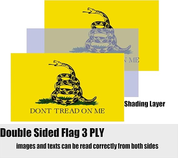 Don't Tread on Me Flag 3x5 Outdoor, Double Sided Heavy Duty Polyester Gadsden Flags Long Lasting Vivid Color Tea Party Rattle Snake Flag 4 Stitched Hemming Brass Grommets