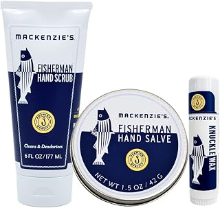 MacKenzie's Fisherman Hand Scrub, Salve & Knuckle Wax Bundle - Gifts for Men - Gifts for Fisherman - Gifts for Cooks - Gifts for Gardeners