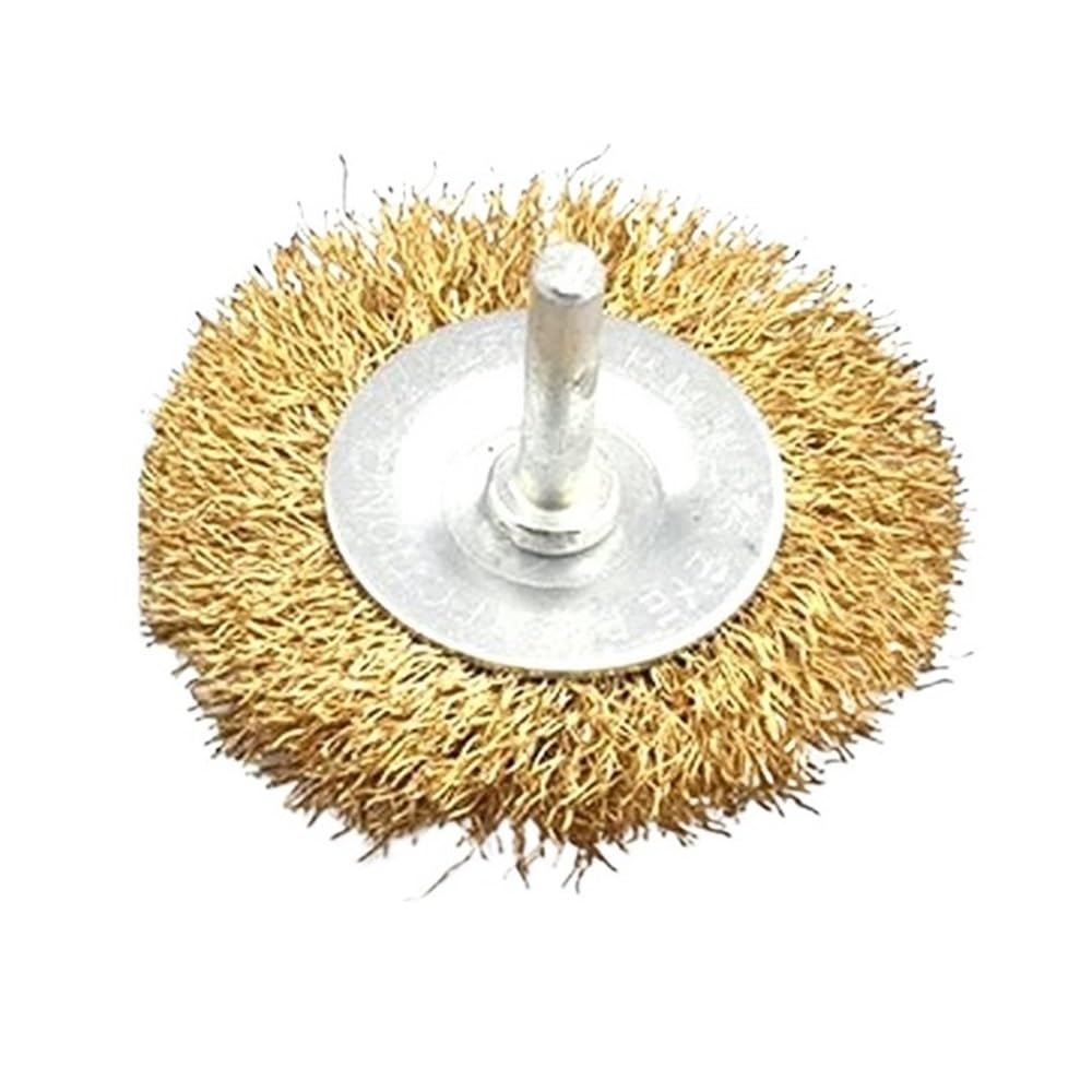 Cepillo de copa con disco de alambre, T, cepillo de alambre acero chapado en cobre forma pluma, vástago 6 mm, varios tamaños for taladro metal(6x40mm)