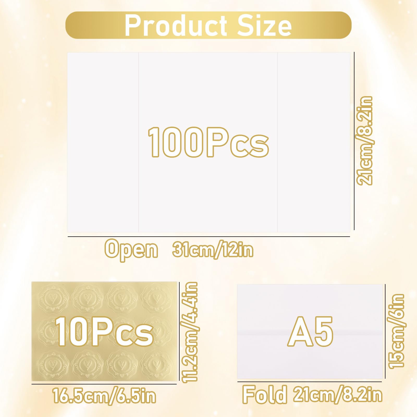 GBACHOOSE 100 chaquetas de papel de vitela translúcidas preplegadas de 6 x 8 pulgadas, chaquetas de papel vitela A5 para invitaciones de boda, baby shower, fiesta de cumpleaños