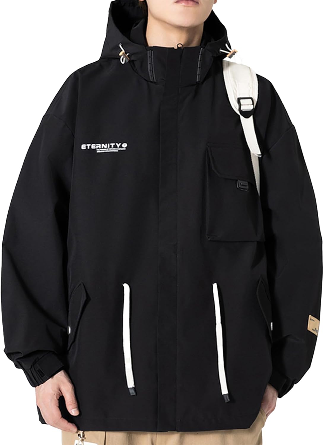 FoxQ Mens Hooded Casual Jacket with Pockets Lightweight Windbreaker Outerwear Drawstring Waist Spring Fall FoxQ Mens Hooded Casual Jacket with Pockets Lightweight Windbreaker Outerwear Drawstring Waist Spring Fall
