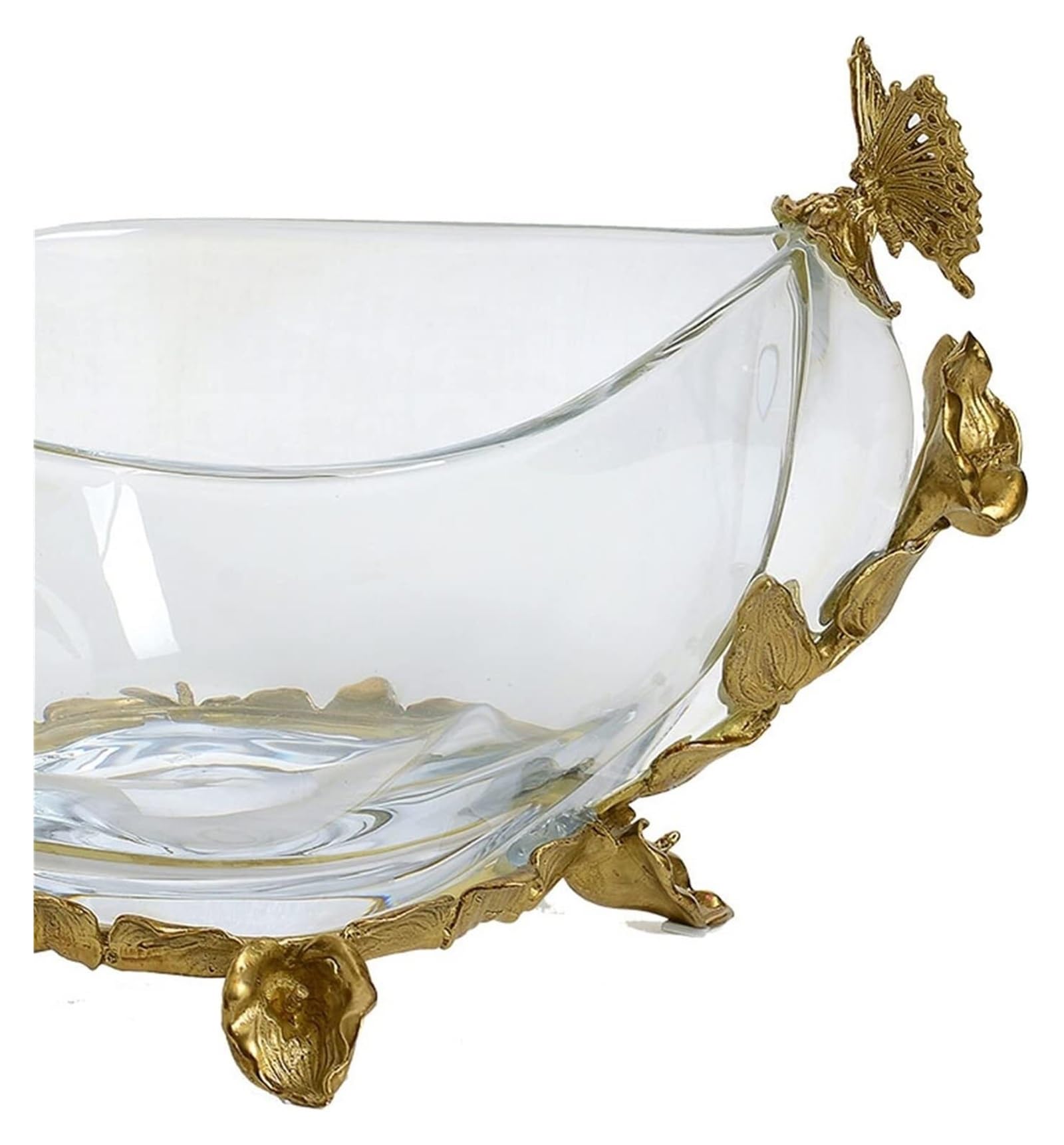 Grande Coupe À Fruits en Verre Transparent, Style Rétro, Artisanale, en Laiton, Idéale pour Décorer Salon Ou Restaurant. Plat À Fruits, Bonbonnière Ou Saladier.