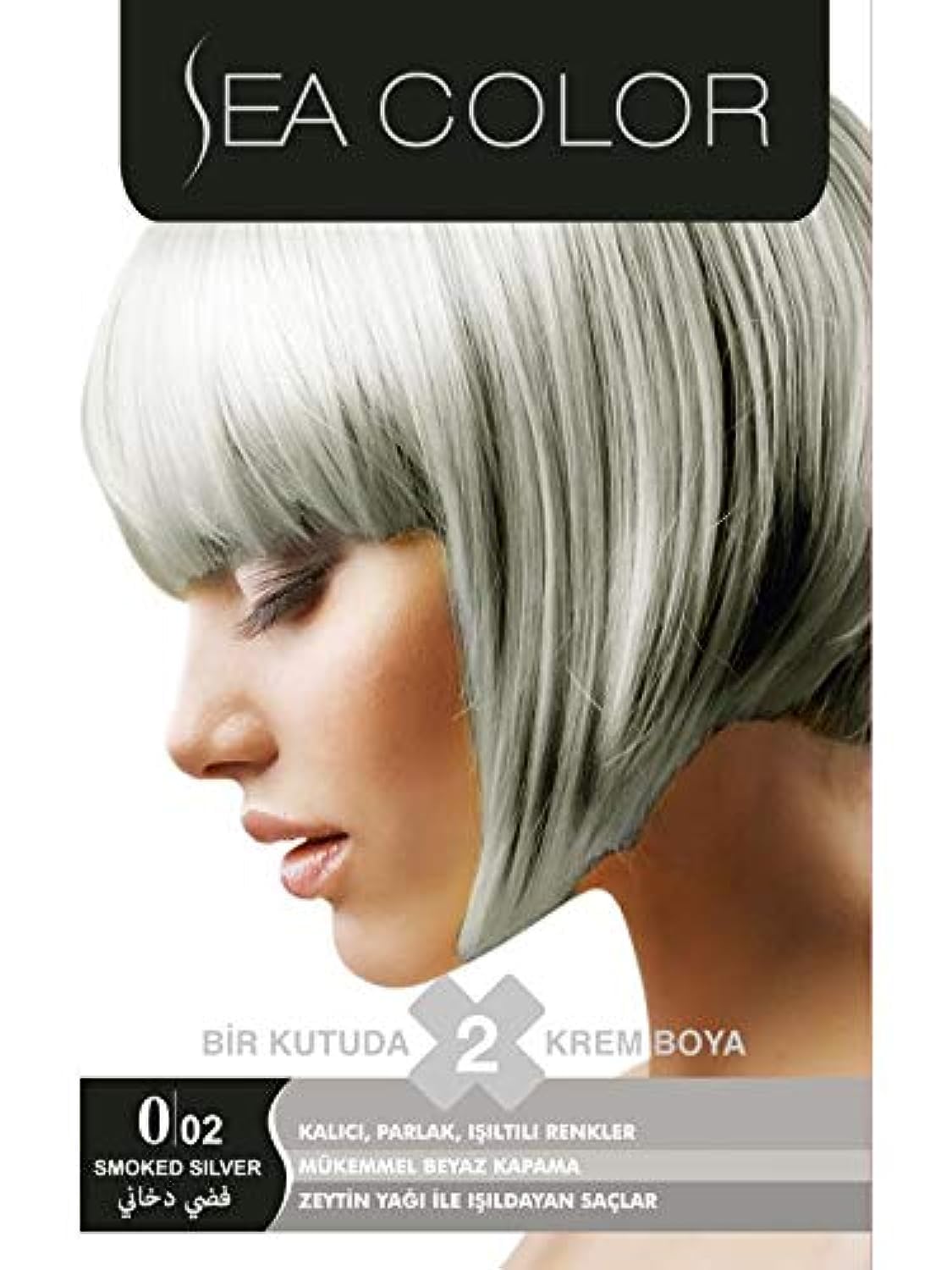 Sea ColorPermanent Hair Dye Set (2 tubes in a box) - Smoked Silver 0.02
