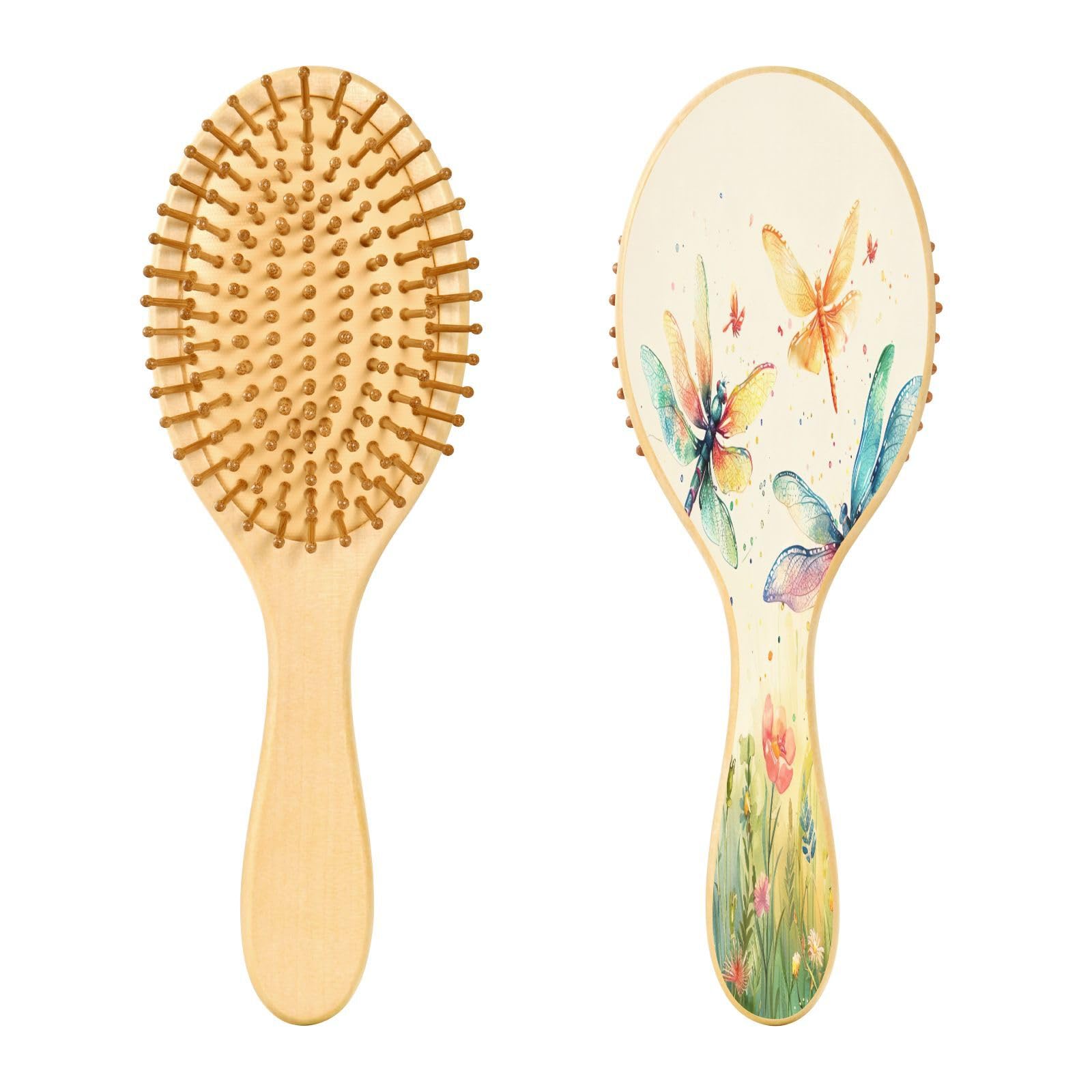 Amazon.com : YETTASBIN Dragonfly Natural Wooden Hair Brush with