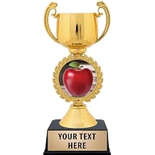 Crown Awards Personalized Apple Trophy, 7.25" Gold Cup Teachers Apple Trophies with Free Custom Engraving