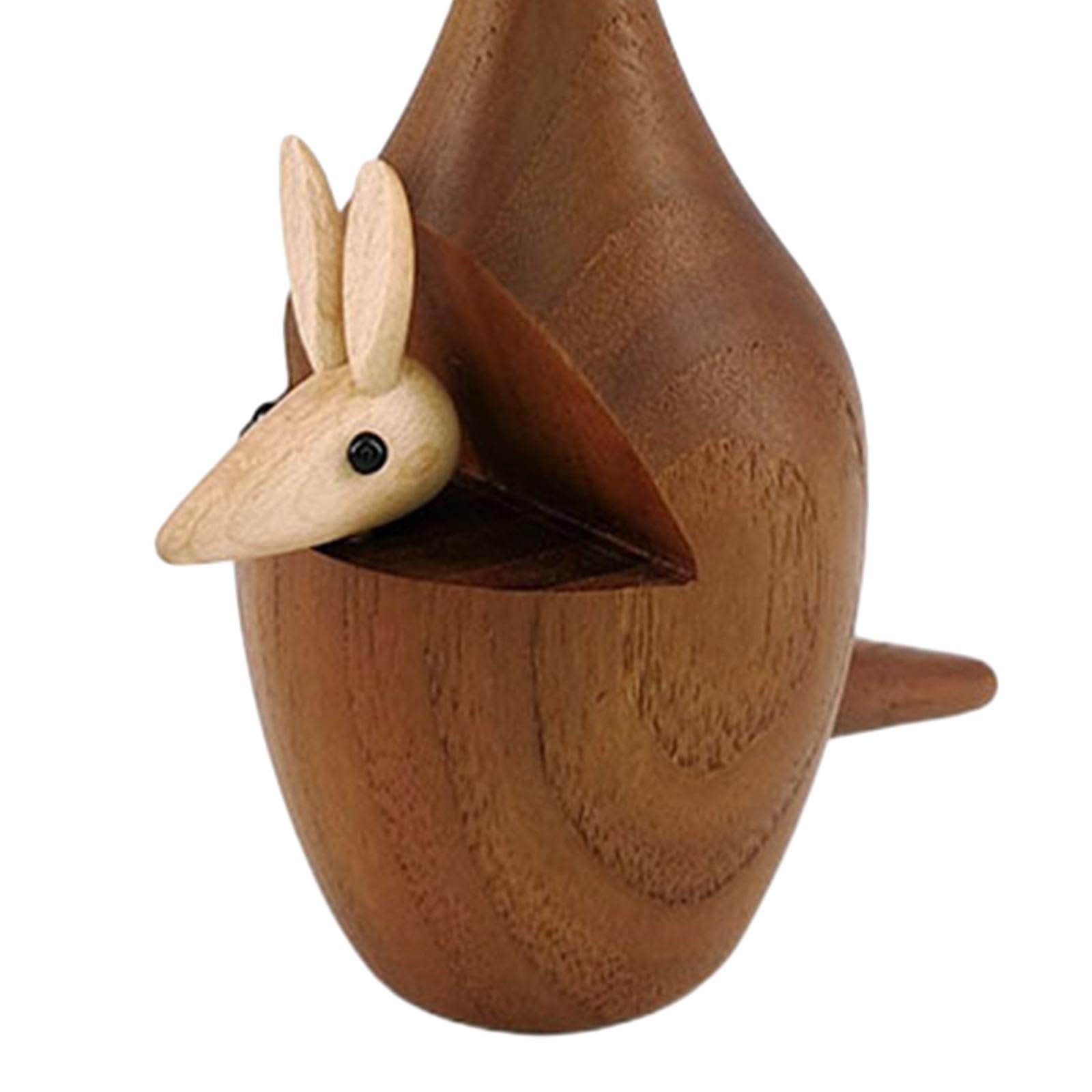 Statue Tierfigur Holz Skulptur Kreative Dekoration Kunst Handwerksfigur als Geschenk für Wohnzimmer Schreibtisch Bücherregal Kinderzimmer