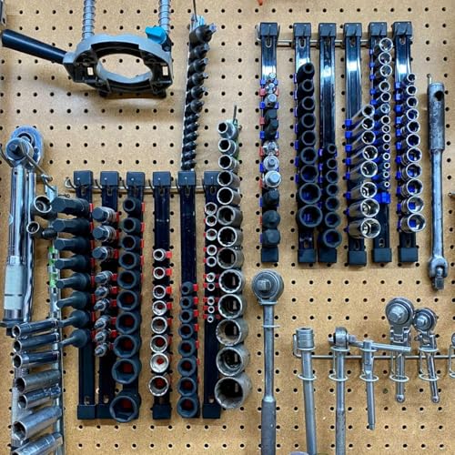 ACEBON 3-tlg Aufsteckschienen-Set für Steckschlüssel-Einsätze | mit 36 Clips | für Einsätze 12,5 mm (1/2), Steckschlüssel-Organizer