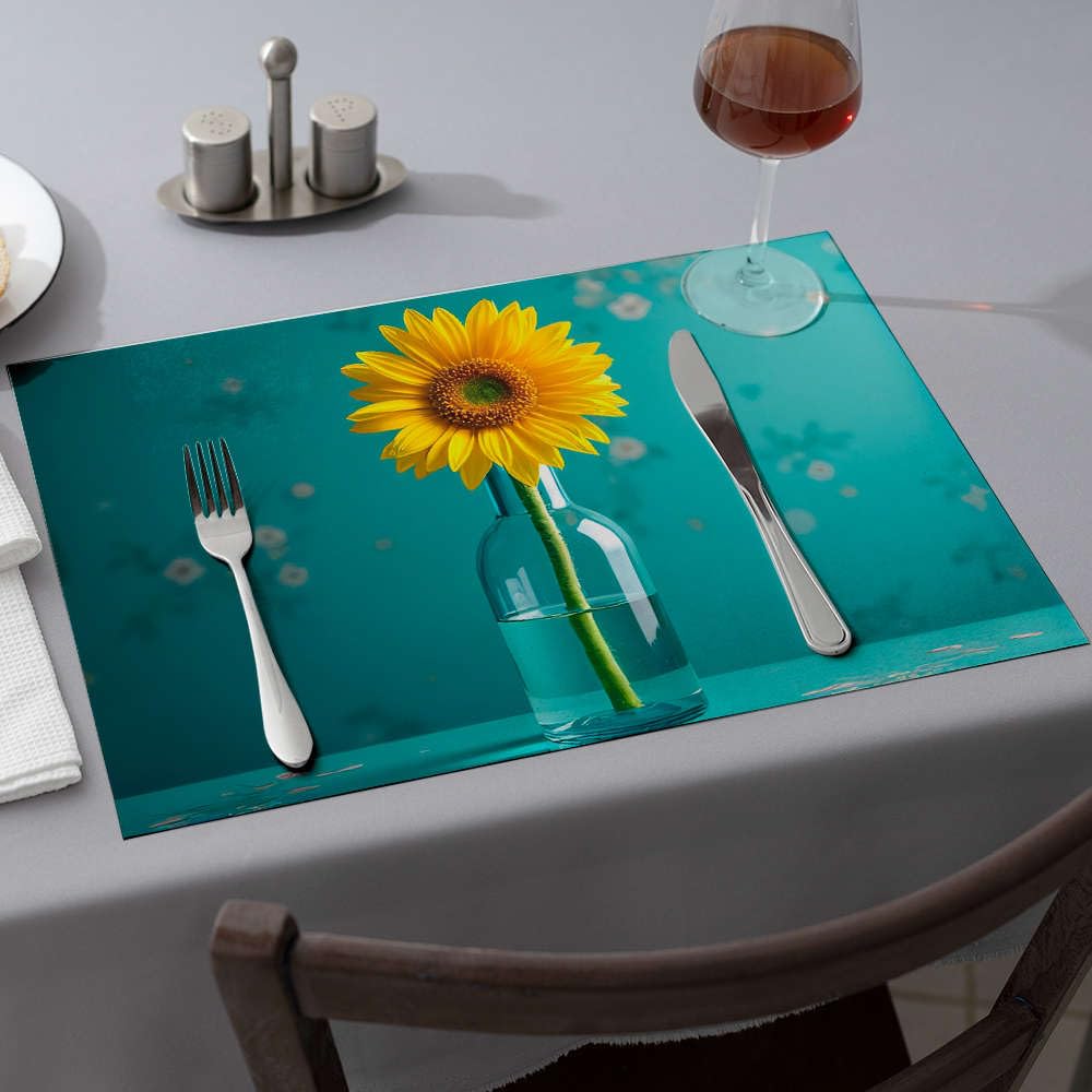 Set de table tournesol lot de 6 anti-tache et résistant pour table en bois