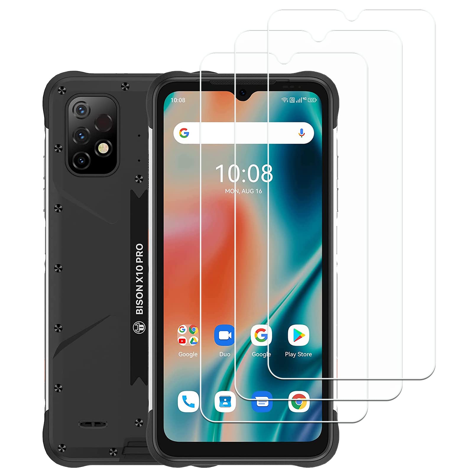 (3 Pack) 9H Hardness Screen Protector for UMIDIGI Bison X10 PRO/Bison X10 - Bubble Free - Scratch Resistant - Tempered Glass Screen Protector Compatible UMIDIGI Bison X10 PRO/Bison X10