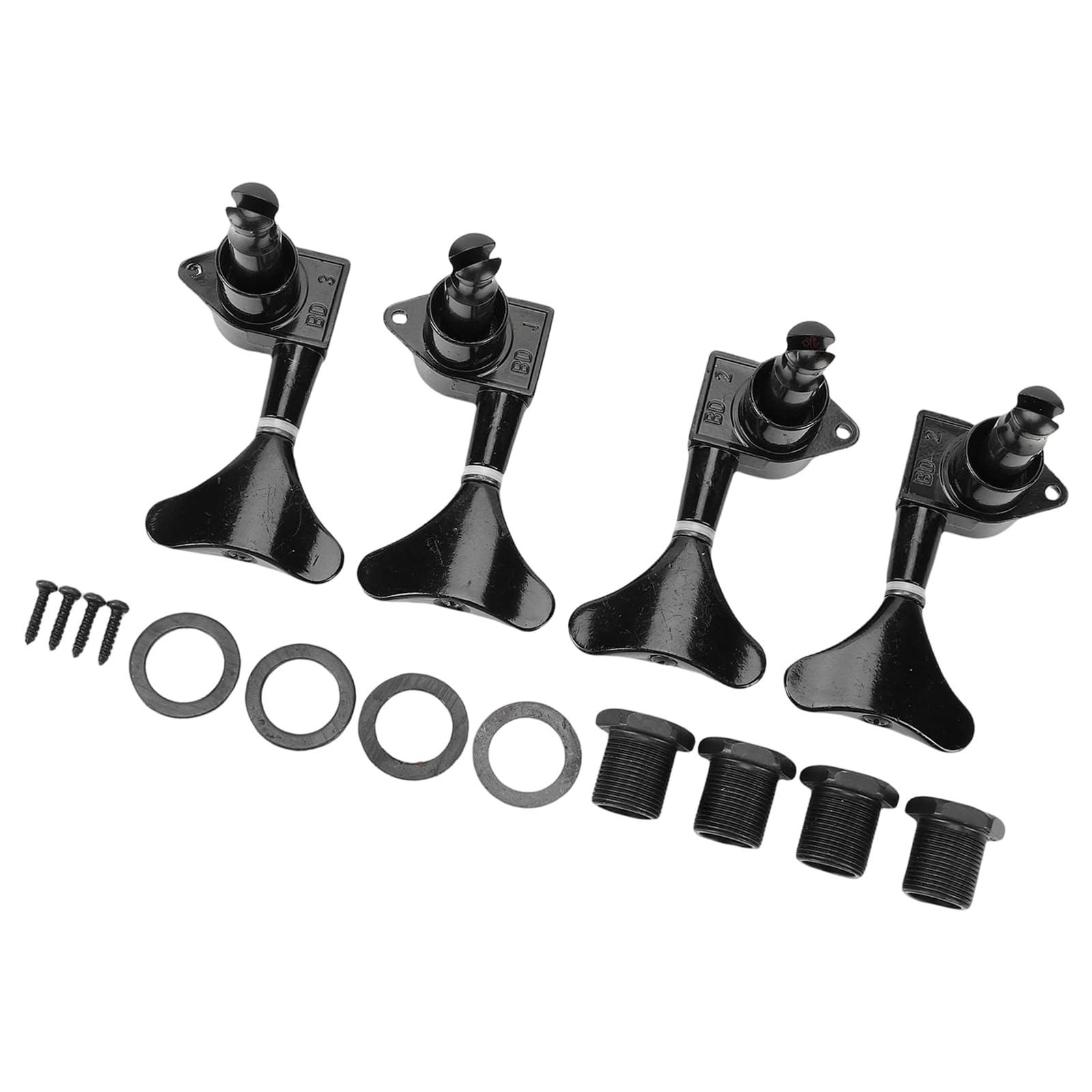 BWANGIAO 4pieces Locking Bass String Tuning Pegs Black Machine Head Tuners Sealed Tuning for Electric Bass Replacement Part