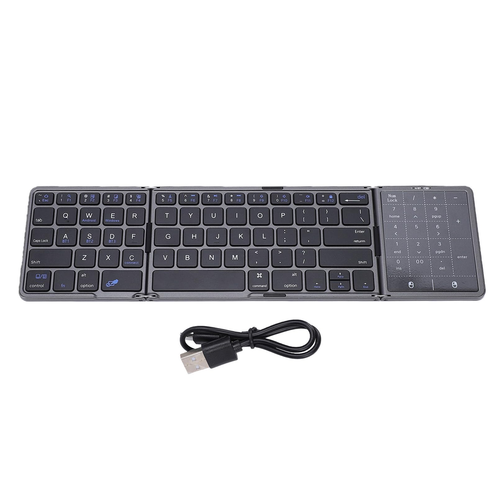 Clavier Bluetooth pliable avec pavé tactile gris à 3 connexions USB-C - 8