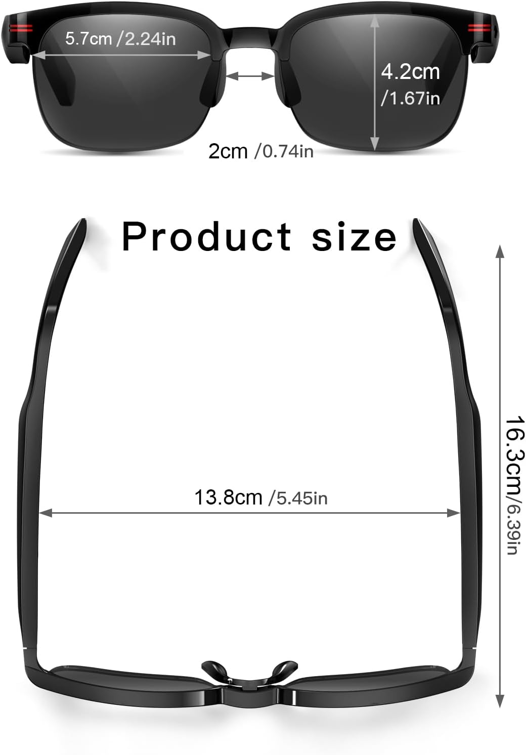 Smart Sunglasses Smart Wireless Headphone Sunglasses Open Ear Music and Calls Bluetooth Glasses with Speakers & Microphone UV Protection Sunglasses with Replacement Lenses for Women Men