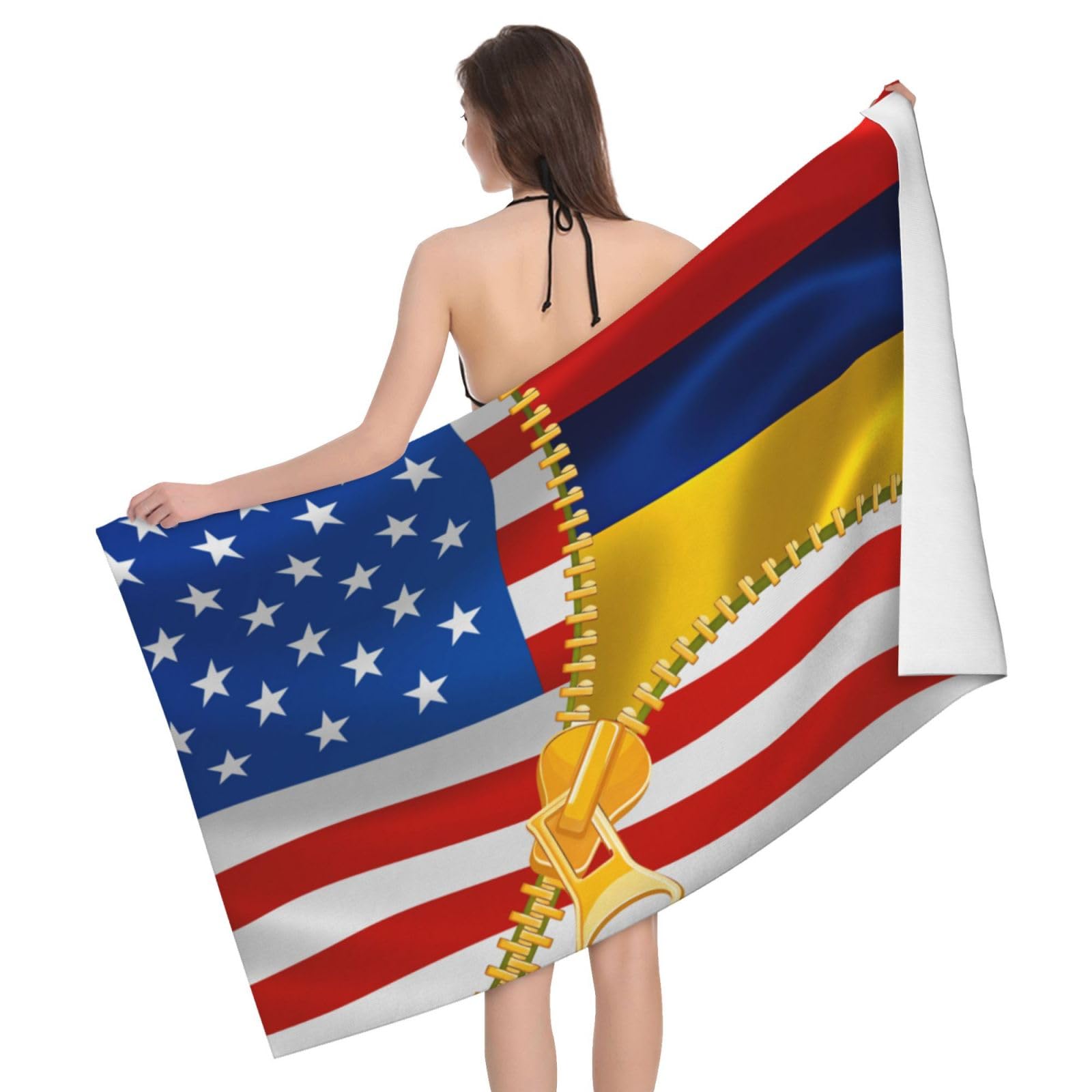 HLBSDM Microfiber America Flag and Colombia Flag Beach Towel Quick Dry Soft Sand Free Beach Towels for Pool Swim Beach Lightweight Thin Towels