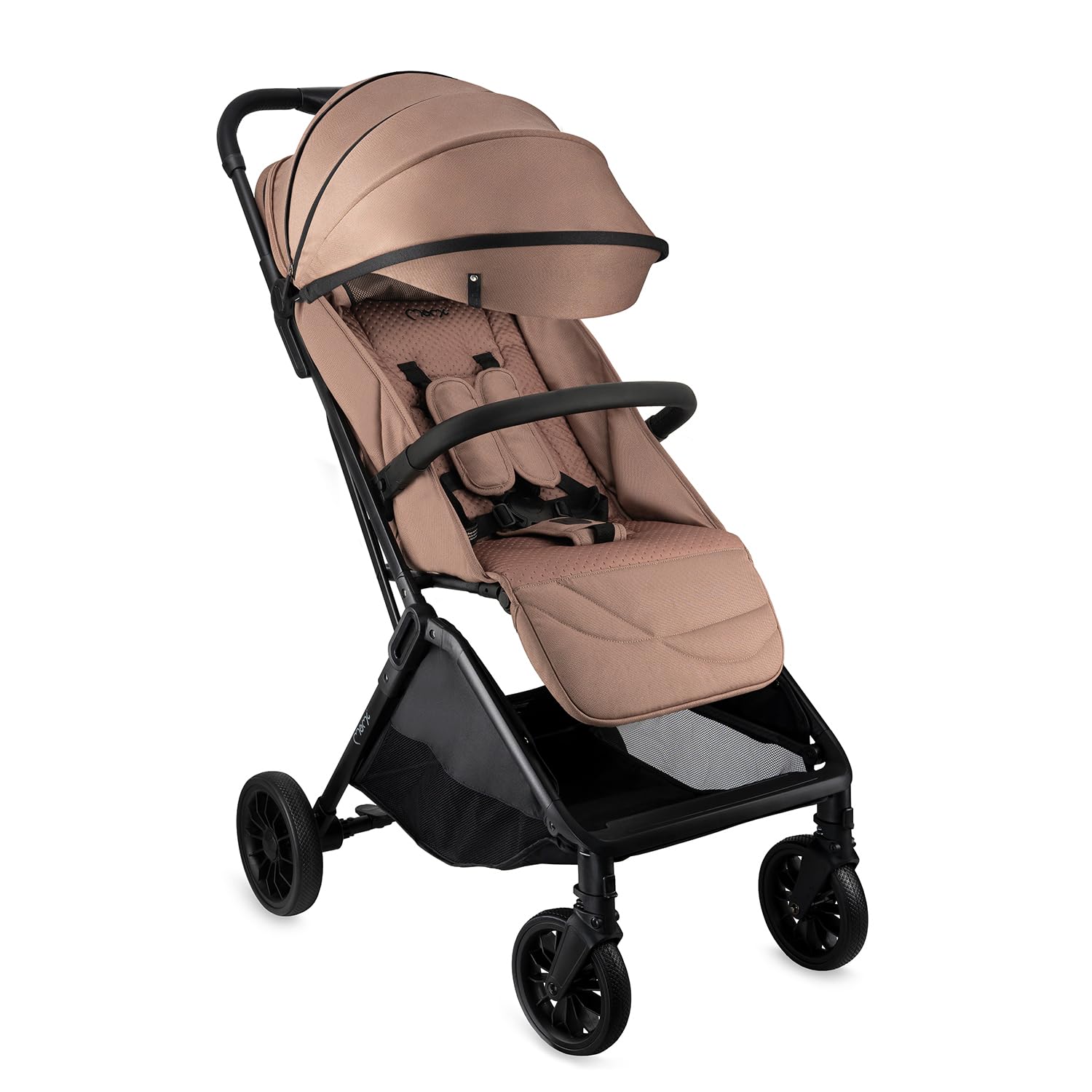 MoMi Kinderwagen ANDREA mit automatischem Faltsystem, bis 22 kg Körpergewicht, 5-Punkt-Sicherheitsgurt, Getränkehalter, Einkaufskorb, Tasche, Insekten- und Regenschutz, mit Zwillingsfunktion