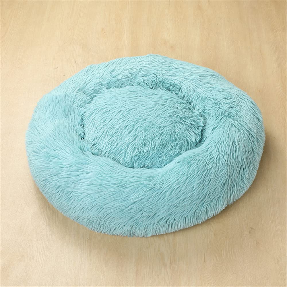 Lukery Dog Cat Donut Bed, Fluffy Plush Puppy Kitten Cuddler Round Bed, Warm and Soft Pet Cosy Anti Anxiety Beds for Small/Medium/Large Dogs (60CM,Sky blue)