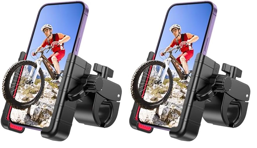 Bike Phone Mount Holder, [Camera Friendly] Motorcycle Phone Mount for Electric Scooter, Mountain, Dirt Bike and Motorcycle - 360° Rotate Suitable for iPhone & Android Smartphones from 4.5-7.0 inches