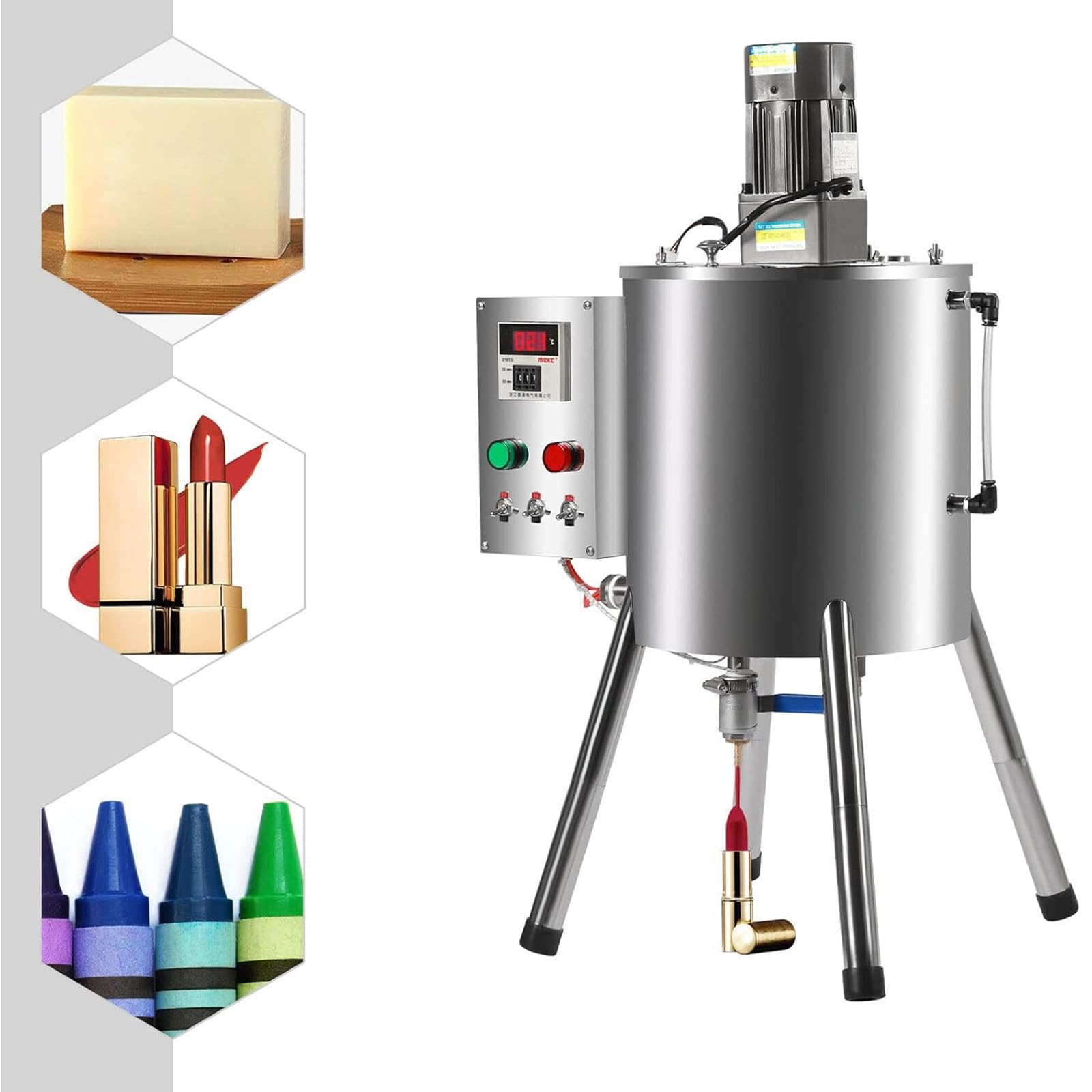 Máquina Eléctrica De Llenado Y Mezcla con Calefacción De 15/30 L, para Rellenar Labiales En Pasta Líquida, con Indicador De Temperatura, para Líquidos Y Ceras, Labiales 30L