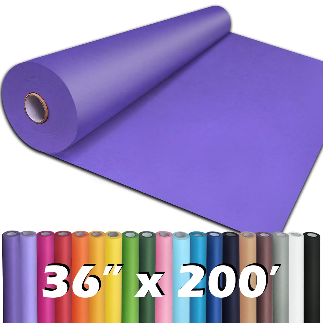 perkhomy 36" x 2,400" (200') purple kraft paper roll for craft bulletin board paper art table covering crafting gift wrapping bouquet packing parcel 80gsm 55lb (purple, 36" x 200')