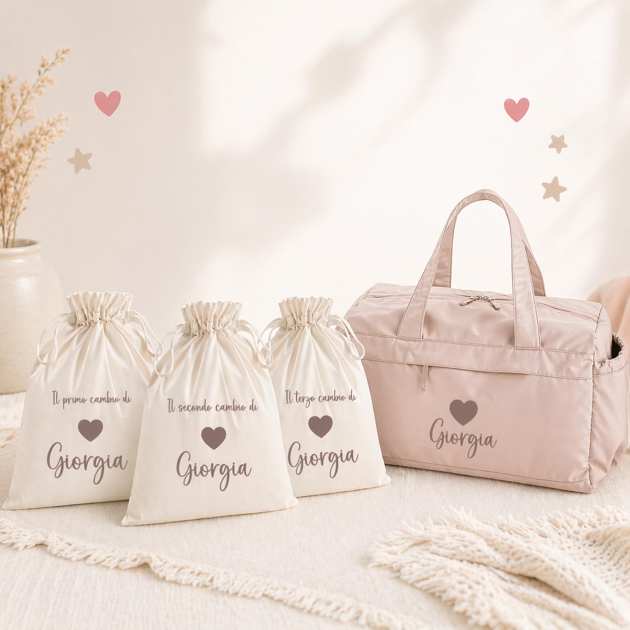 Borsone Nascita Personalizzato | Set Nido Neonato | Borsa Mamma Capiente