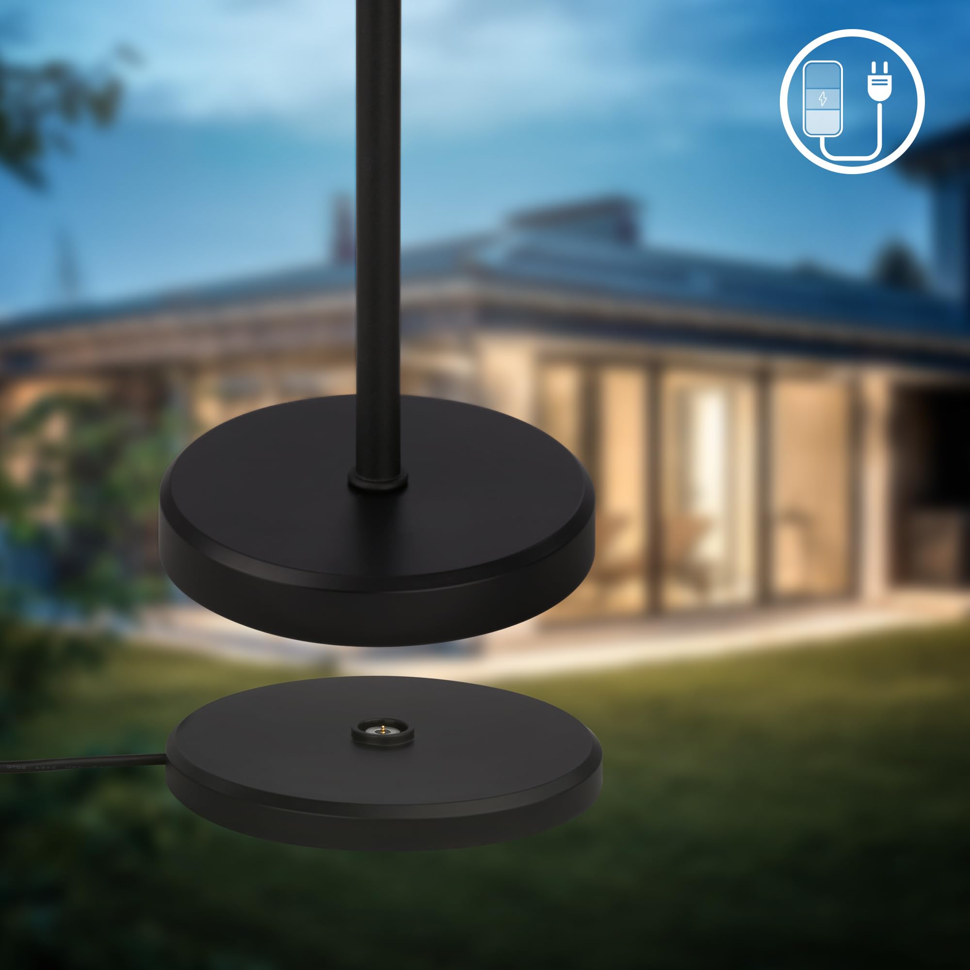 B.K.Licht - Lámpara de mesa LED sin cable IP44 con estación de carga, regulable por etapas, batería recargable y fuente de luz intercambiable, lámpara de mesilla de noche, 39,5x12,5 cm, negro