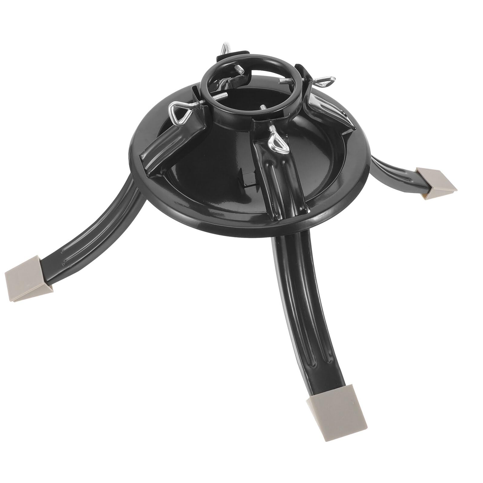 SEWACC Soporte para Árbol de Navidad de Interior Metálico Verde Rústico Base Circular Ajustable Mediana con Abrazadera de Tornillo Soporte Estable para Árboles Naturales y Decoración