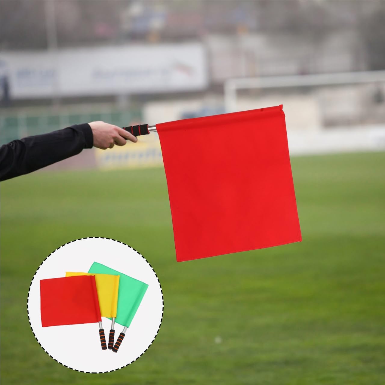 Yardwe 3Pcs Flags Red Green Yellow for Traffic Control Safety Signaling Handheld Flags 18X14 Inch