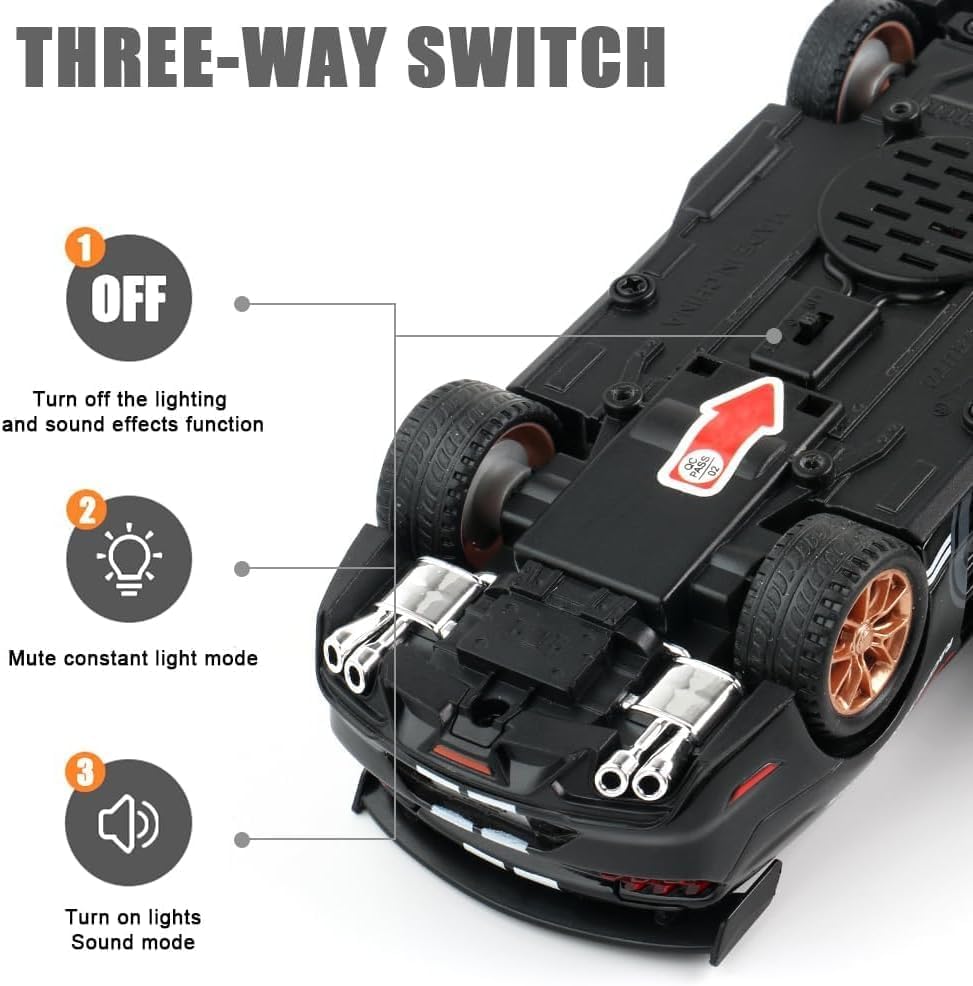 Image of 1:32 Scale Shelby Mustang GT500 Die-Cast Model Car - Black Metal Toy Car