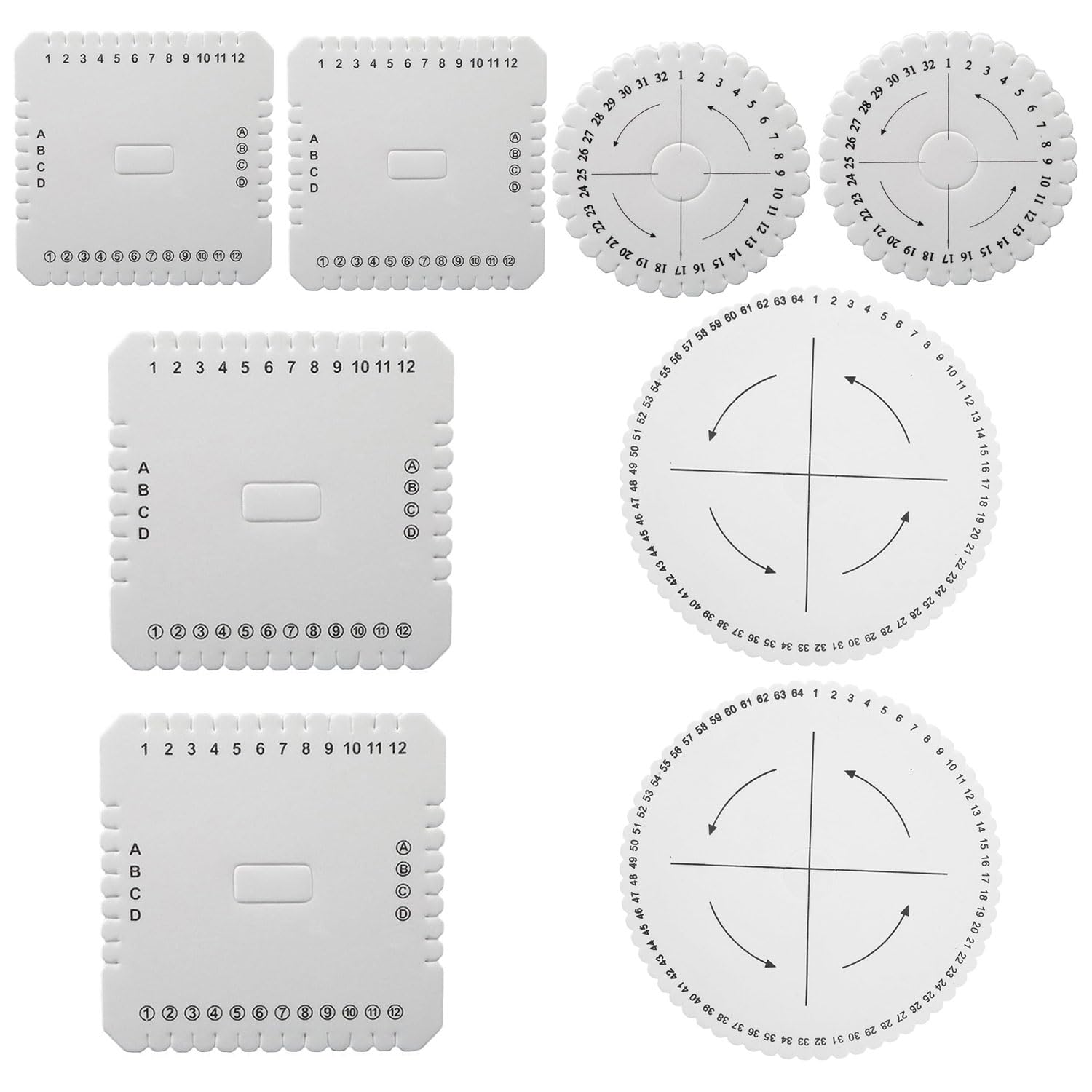 Srvauyea 8 PCS Braiding Disks Set,Craft Lovers Handmade DIY Versatile Handmade Beading,Braiding Disk Round and Square Foam Disks Set,for DIY Bracelet Making, Braided Cord String.