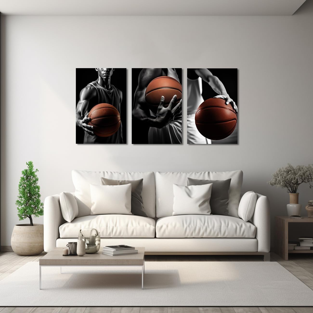CXHOSTENT Basketball Canvas Wall Art 3 Pieces Black and White Sports Poster Art Prints Painting Basketball Pictures for Sports Fans Men Boys Room Decor (Sports-2, 11.00"x14.00"x3P)
