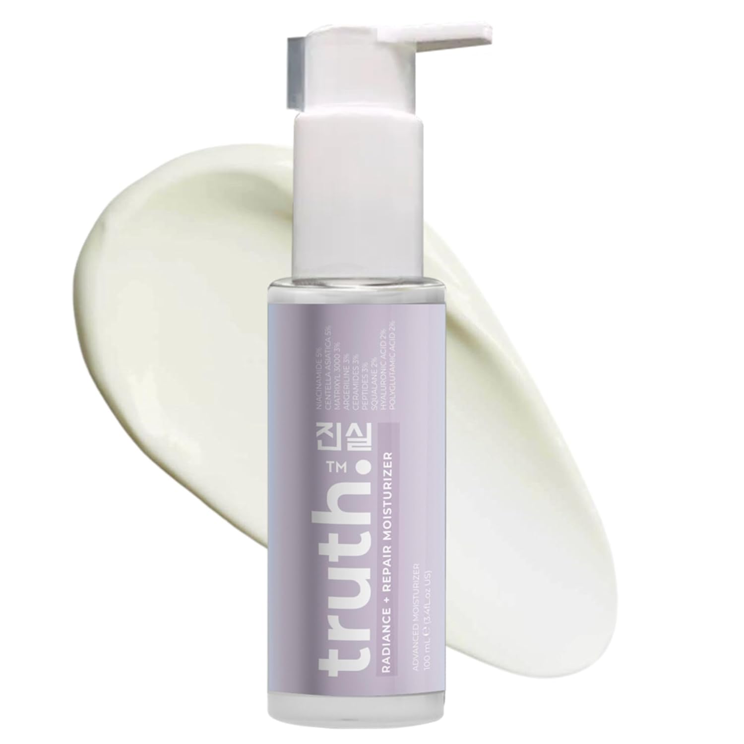 truth진실 Radiance + Repair Advanced Moisturizer 100ml – 5% Niacinamide, 5% Centella Asiatica, Matrixyl 3000, 3% Argireline, Ceramides & Squalane – Advanced Korean Barrier Repair Moisturizer