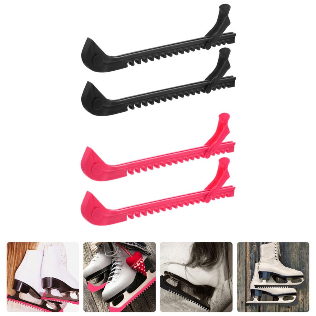 Didiseaon 8 Paires Protections de Lames de Patins à Glace, Noir Rose