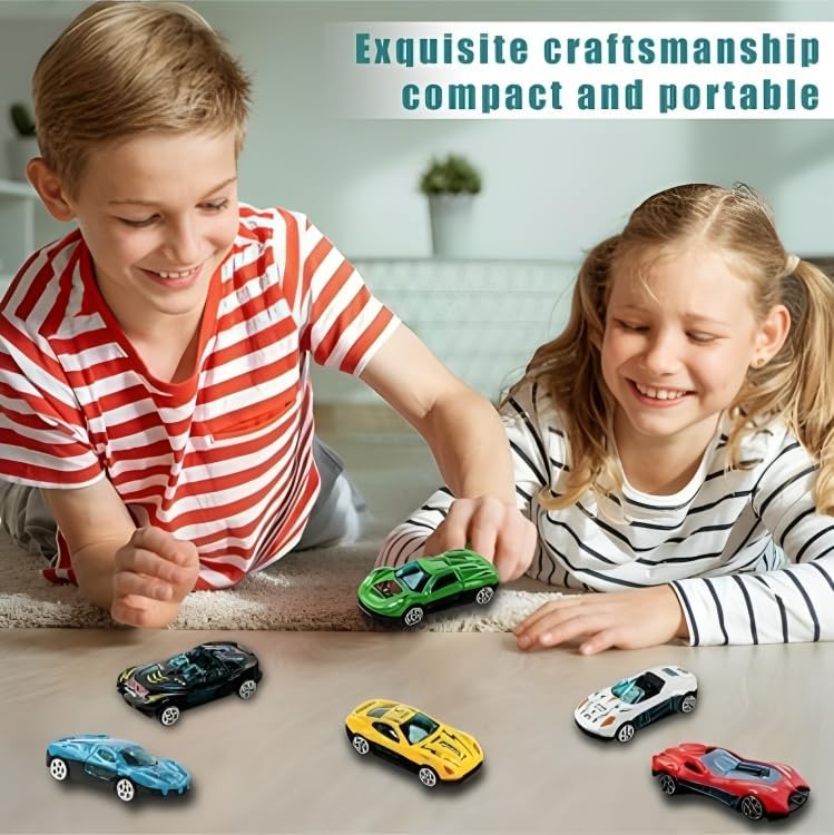 Image of Sky Tech Sports Car Set of 6 Mini Metal Cars Set Push N Go 6 Pcs Vehicles, Racing Cars Play Set for Toddlers,Boys Die-Cast Car Set, Cake Decorations Topper Birthday Gift