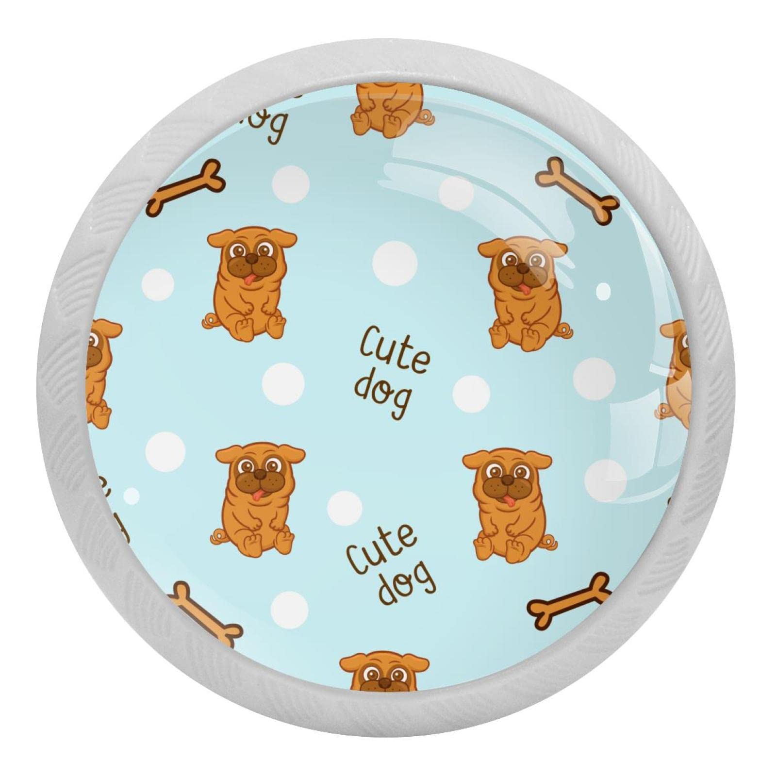 Poignée de meuble fluorescente 35mm lot de 4 boutons tiroir enfant motif chien