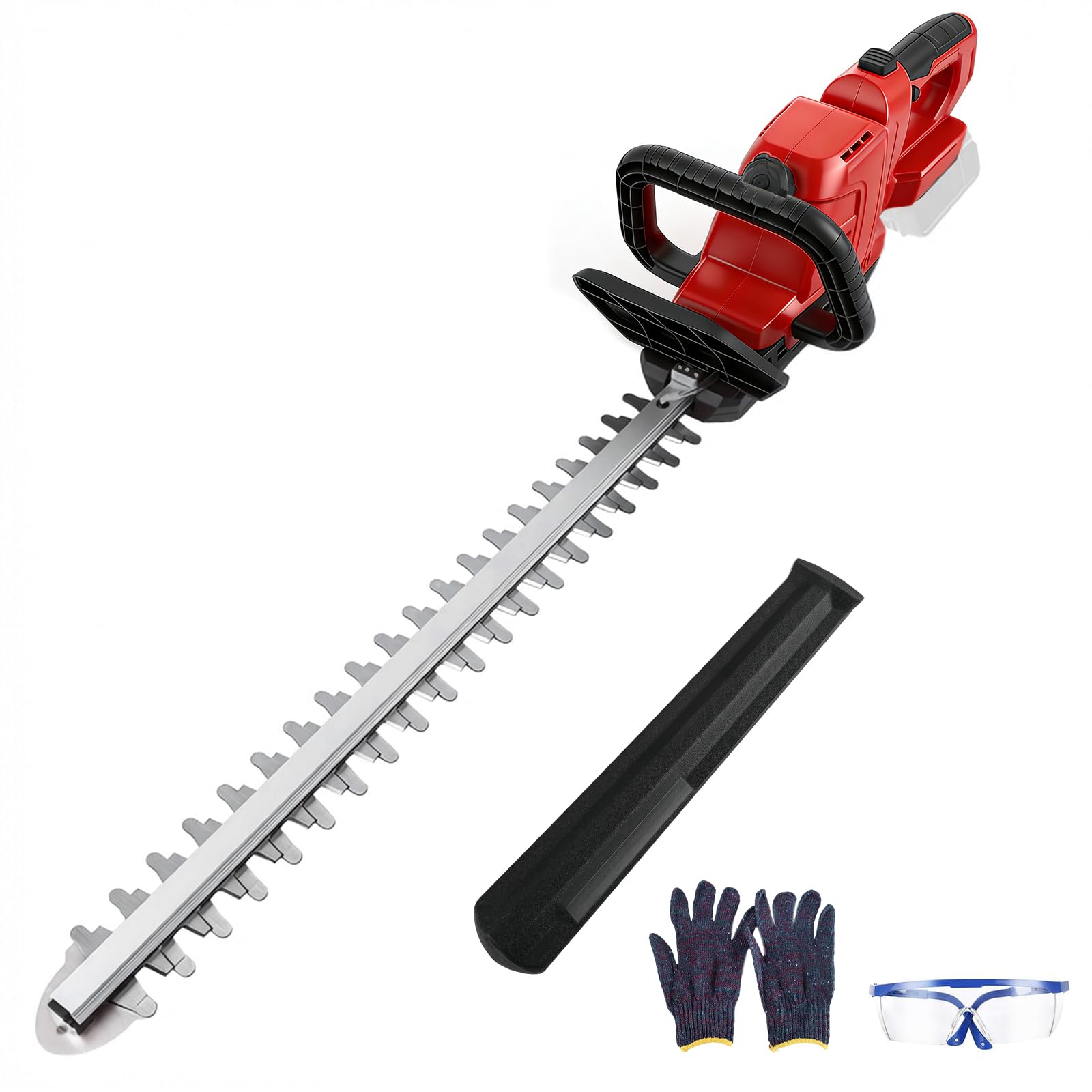 Cortasetos a batería compatible con batería Milwaukee de 18 V (sin batería), cortador de arbustos eléctrico sin escobillas con hoja de 50 cm, cabezal giratorio de 180° y sistema de lubricación