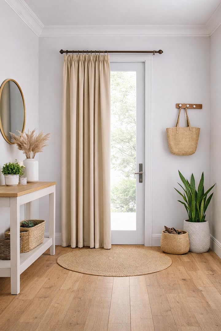 John Aird Blackout Curtains Pencil Pleat with Tie Backs (Natural, W 66" x L 84" (1 Panel) Thermal Energy Saving Curtains for Bedroom & Living Room โ image 1