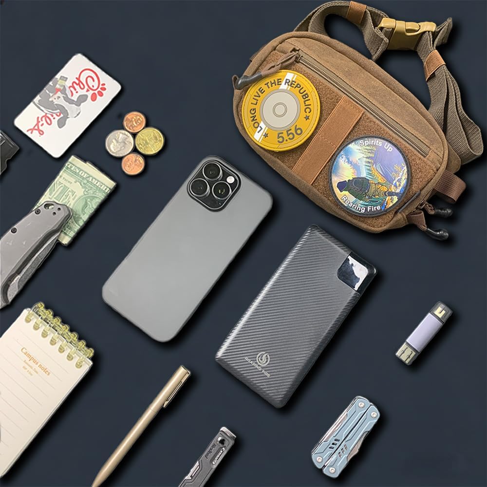 ROARING FIRE Ridger Tactical Fanny Pack for men with Two-sides Adjustable Waist Belt and RFID Protection Concealed Carry Zippered Pocket for Hiking, Treeking, Jogging, Outdoor(Waxed Canvas Version) - Image 9