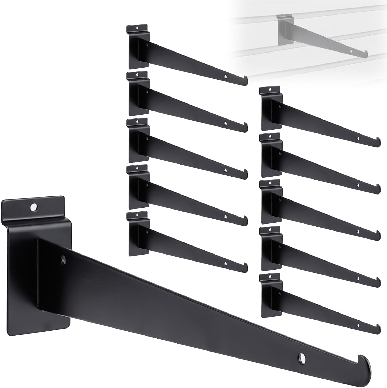 Slatwall Shelf Brackets Metal - 12” Slat Wall Shelf Brackets with Lip Slatwall Accessories 12pcs (12)