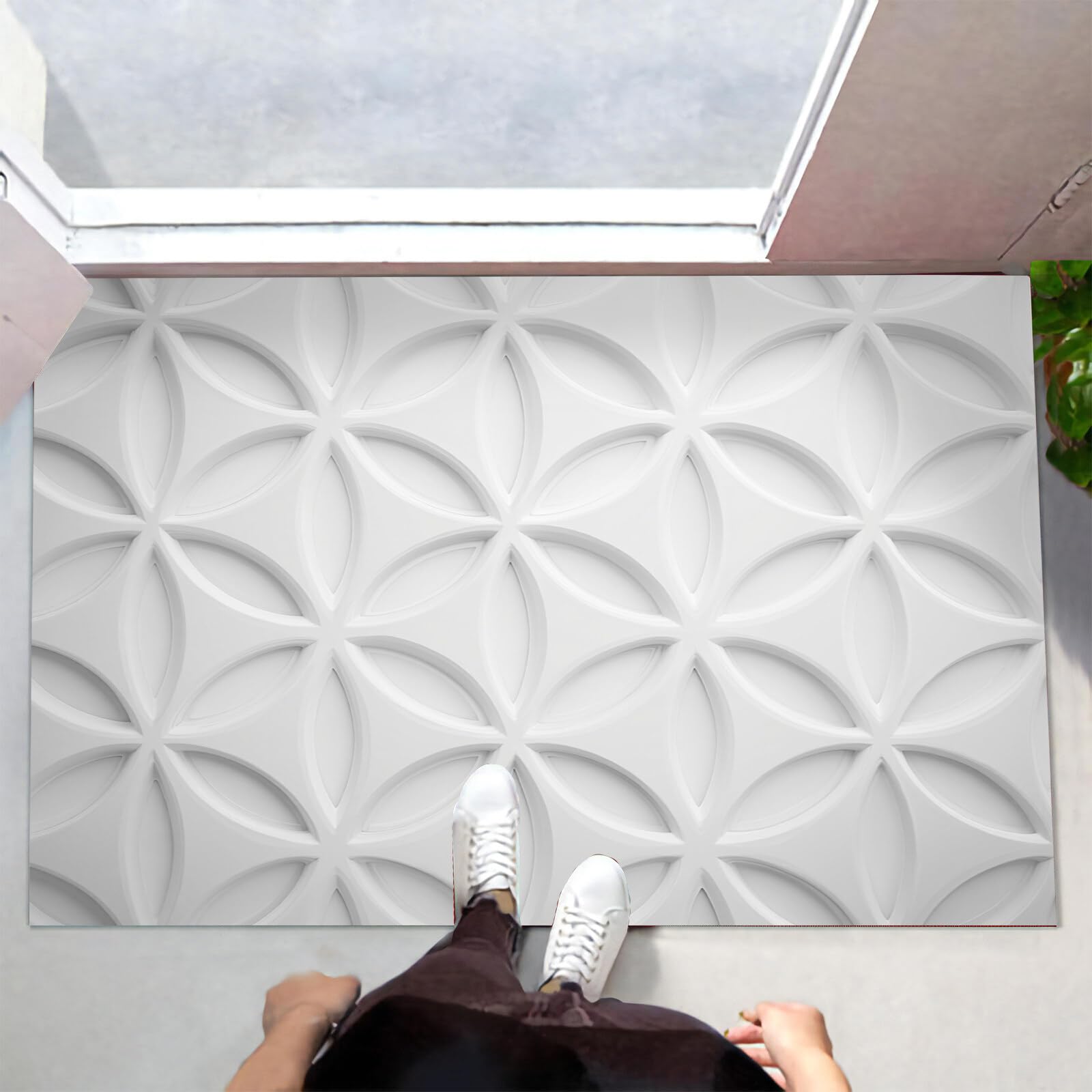 Tapis d'entrée de porte paillasson blanc pur 60x90cm pour sol de salon