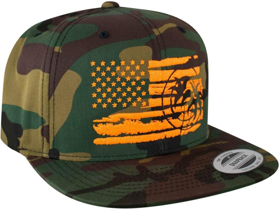 Baseball Cap, Strong Faded Snapback Hat, Perfect for Sports and Outdoor Activities - Embroidered Logo (Camo Orange) One Size.