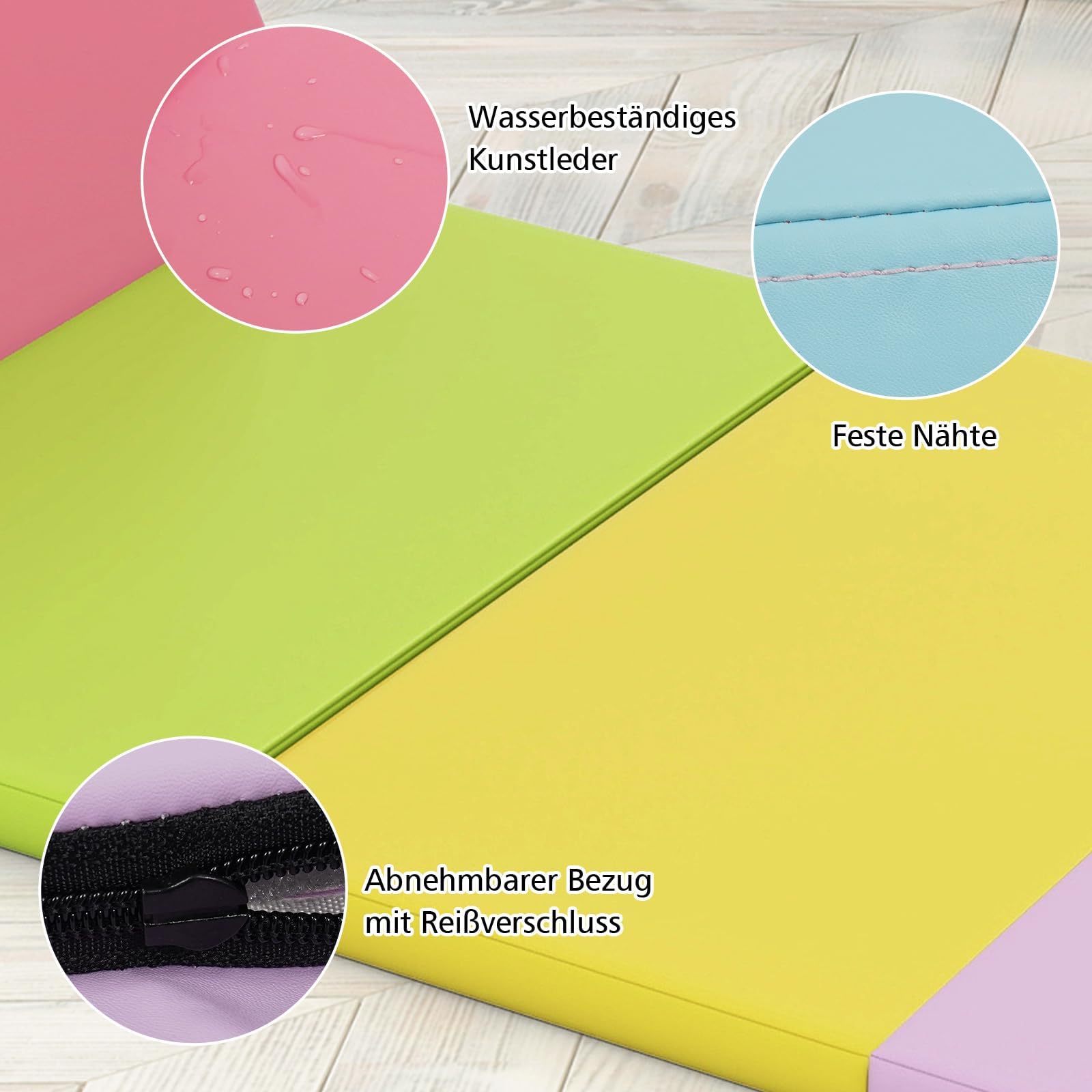 COSTWAY Turnmatte klappbar, 200 x 75cm Weichbodenmatte, Gymnastikmatte 5 fach faltbar mit Tragegriff & Klettverschluss, Sportmatte Fitnessmatte zuhause für Kinder Erwachsene